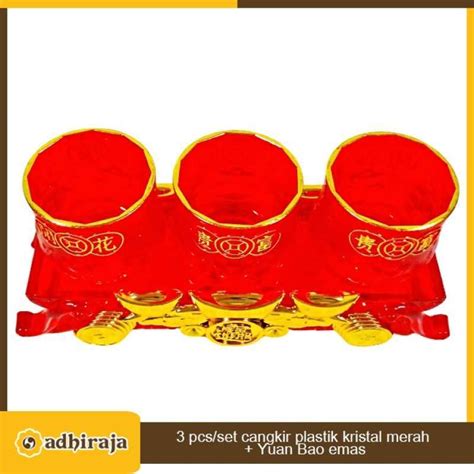 Jual Cangkir Puja Persembahan Altar Sembahyang Akrilik Merah Yuan Bao