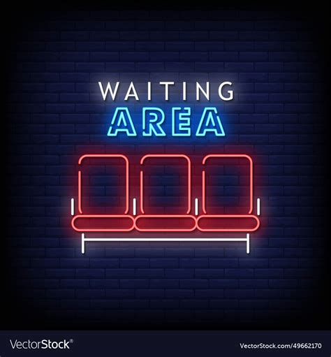 Neon sign waiting area with brick wall background Vector Image