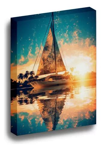 Cuadro Lienzo Canvas Velero Atardecer Comedor Sala 25 30cm Cuotas Sin