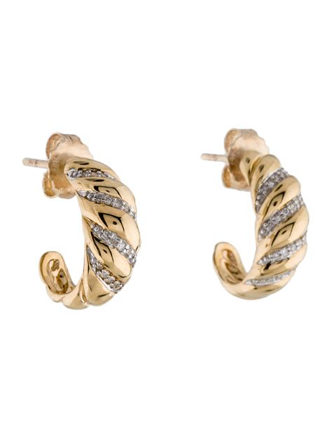 Mejuri 14k Pavé Diamond Croissant Dôme Hoop Earrings 14k Yellow Gold