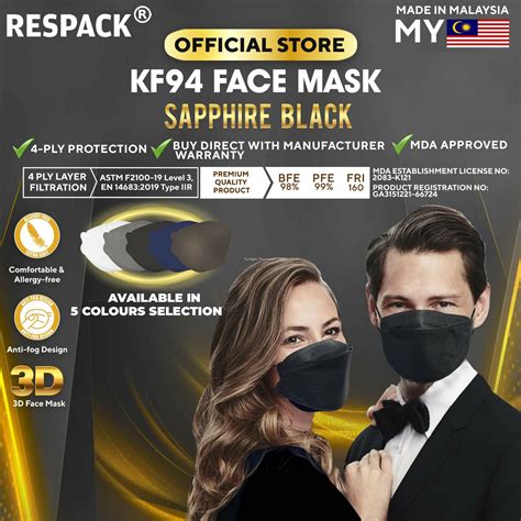 RESPACK KF94 Face Mask Sapphire Black 20 S