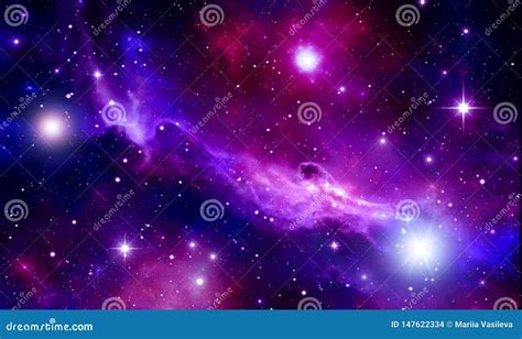 Fondo Brillante Del Espacio Estrellas Nebulosa Flashes Nubes Azul