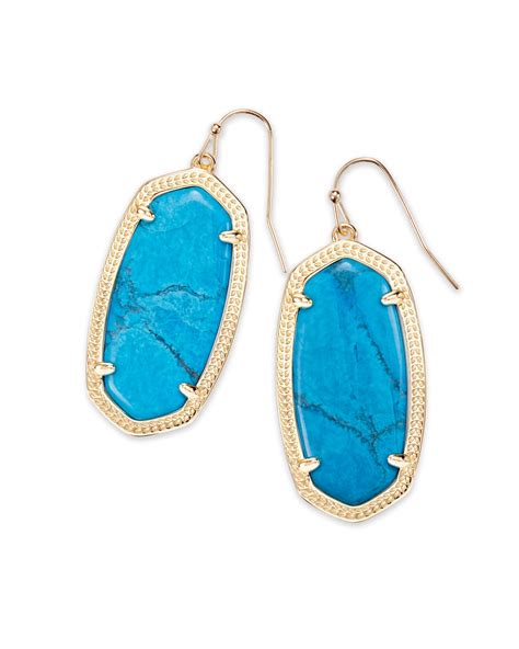 Elle Gold Drop Earrings Aqua Howlite Kendra Scott