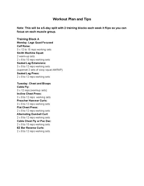 Copy of Workout Plan and Tips - Workout Plan and Tips Note: This will