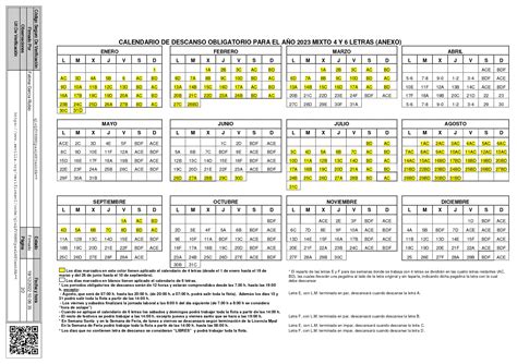 Calendario Descanso