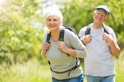 Senior Couple Hiking Stock Image Image Of Aged Grandfather 100255259