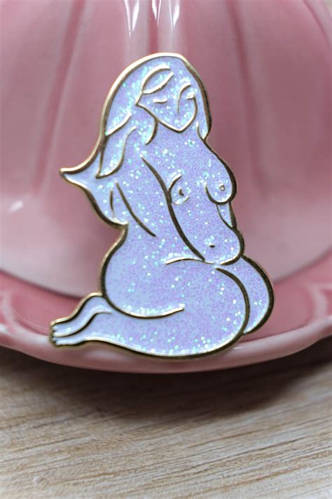 Glitter Nude Pin White Enamel Pin Glitter Body Positive Pin Etsy