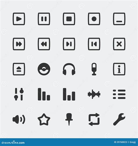 Vector Audio Player Icons Set Stock Vector - Illustration of panel ...