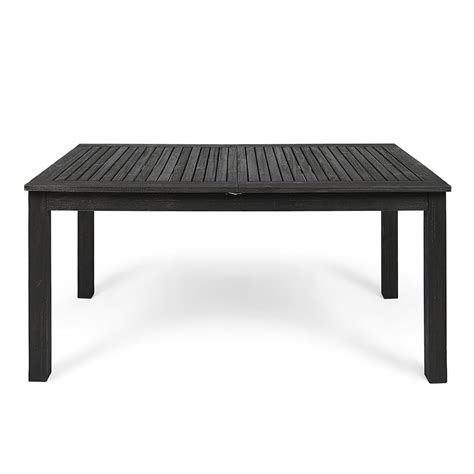 Noble House Nestor Dark Gray Rectangular Wood Expandable Outdoor Dining