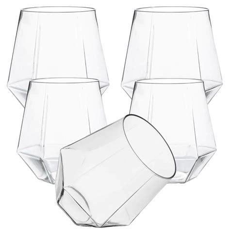 40 Count Diamond Unbreakable Stemless Plastic Wine Champagne Whiskey