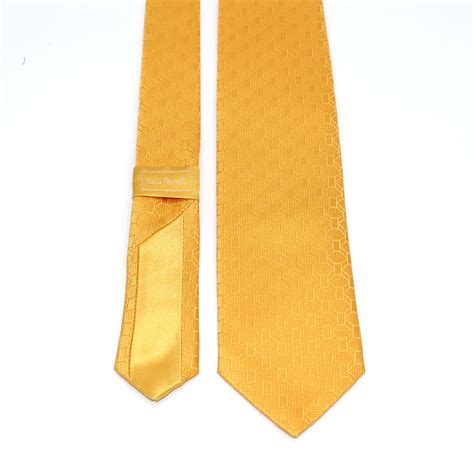 Formal woven silk tie, yellow elegant geometric pattern, handmade in Italy - Italo Ferretti ...