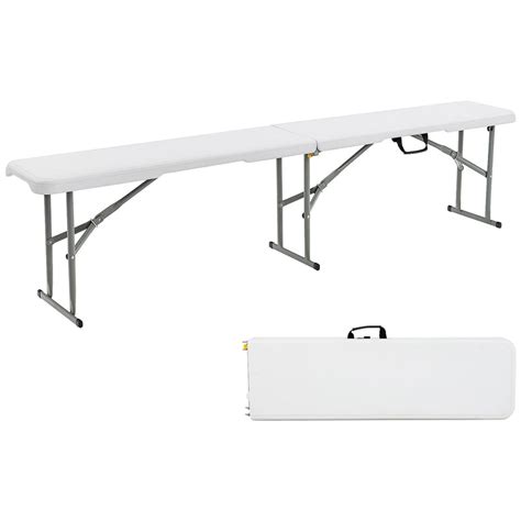 Goplus 6 Feet Plastic Folding Bench, Portable Foldable Bench Seat with ...