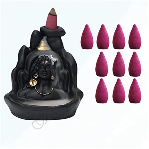 Buy Greentouch Crafts Smoke Fountain Lord Shiva Aadiyogi Statue Cone