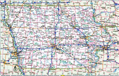 Iowa interstate highways map I-29, I-35, I-80, I-380 - free