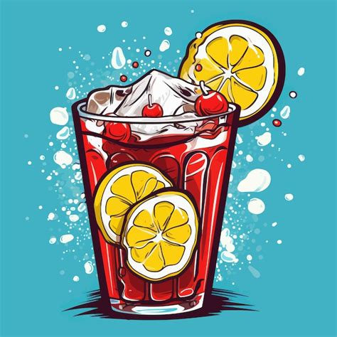 Premium Vector Drink With Lemon Comic Cartoon Pop Art Retro Vector