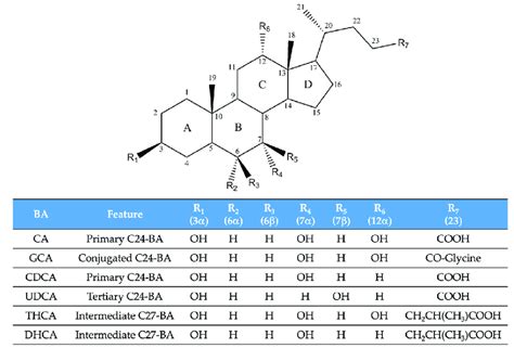 Molecular Structure Of Some Of The Bile Acid Ba Species Mentioned In