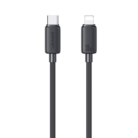 Usams Us Sj697 Usb C Type C To 8 Pin 30w Striped Fast Charge Data Cable Length2mblack