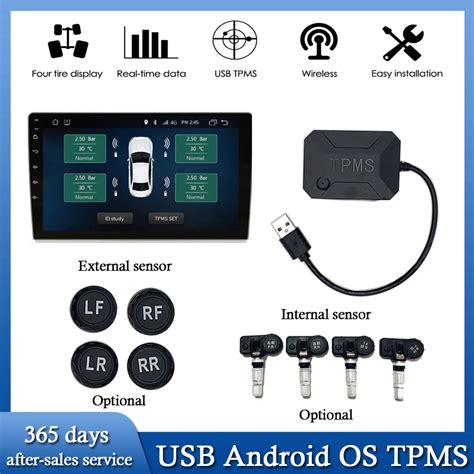 Usb Tmps Android Tpms For Car Radio Player Tire Pressure Monitoring System Spare Tyre Internal