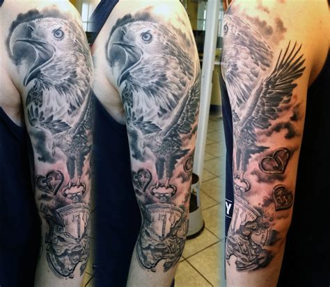 Eagle sleeve tattoo by gettattoo on DeviantArt