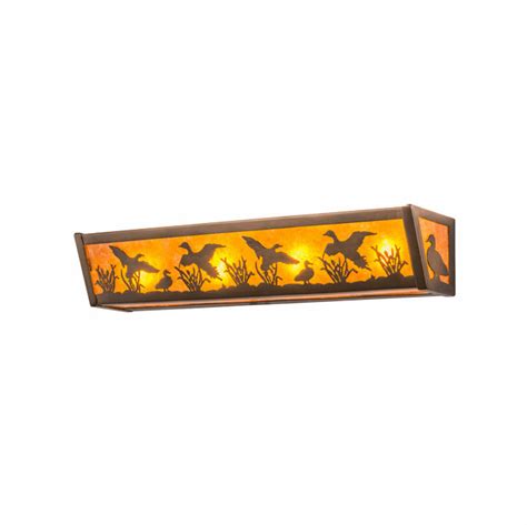 Meyda Custom 15279 Ducks In Flight Country Antique Copper Amber Mica