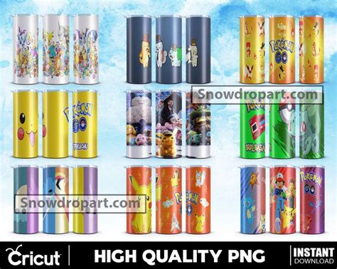 Pokemon Skinny Tumbler Png Bundle Pikachu Tumbler Png