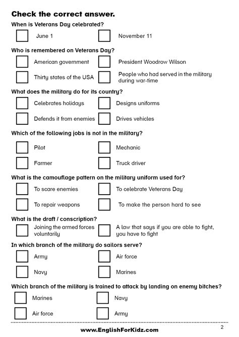 English for Kids Step by Step: Veterans Day Reading Comprehension