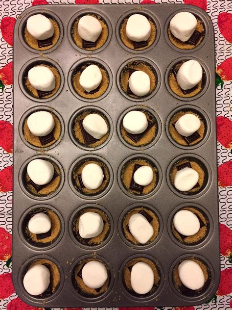 Marshmallow Chocolate Smores Cups In A Mini Muffin Tin Melanie Cooks