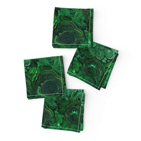 Green Cocktail Napkins Set Of 4 Malachite By Ravynka Etsy