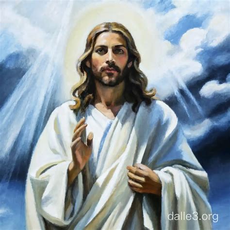 Realistic Oil Painting of Jesus Christ in Simple White Robe Under ...