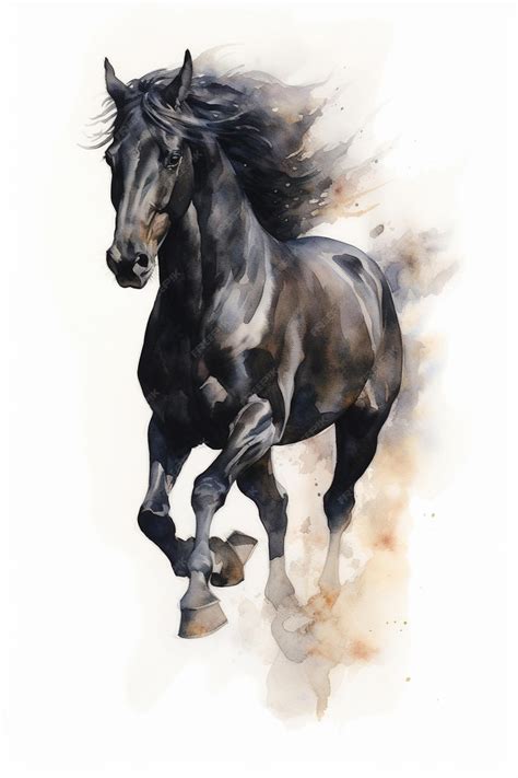 Desenho De Cavalo Preto - Um desenho de um cavalo preto com uma crina preta | Foto Premium