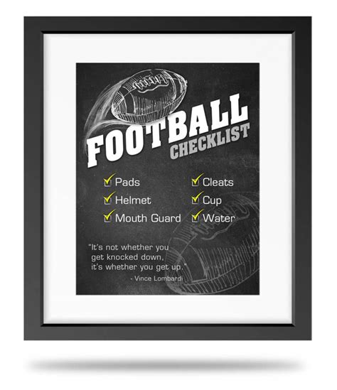 FOOTBALL Sports Gear Checklist for Kids 8x10 Art for Digital Download ...