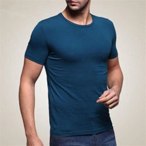 Plain Navy Blue Mens Lycra T Shirt Medium Round Neck At Rs Piece