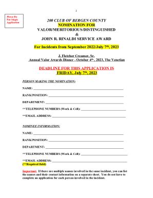 Fillable Online Valor Awards Nomination Form And Guidelines Fax Email