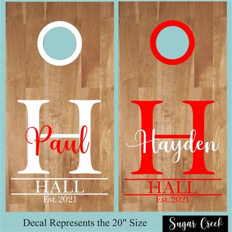 Cornhole Decals Monogram Name Est Date Wedding Cornhole Etsy