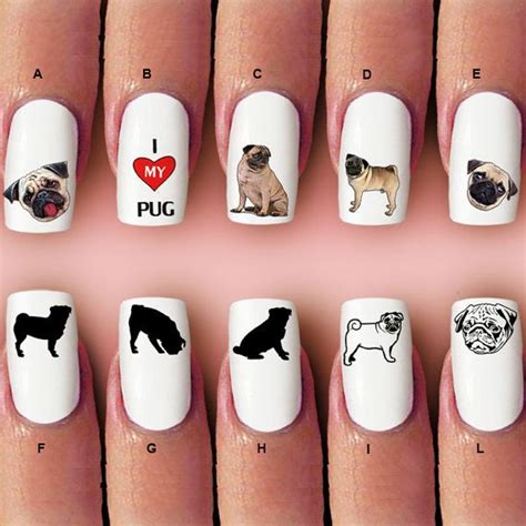 100 Pug Nail Decal Dog Bulldog Nail Art Nail Art Design Water