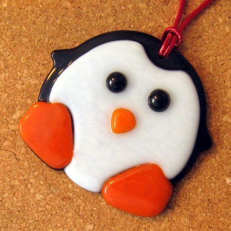 Fused Glass Penguin Ornament Holiday Ornament Christmas Stained Glass