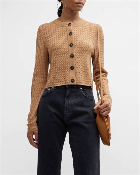 Loulou Studio Mati Cashmere Cable Knit Cardigan Neiman Marcus