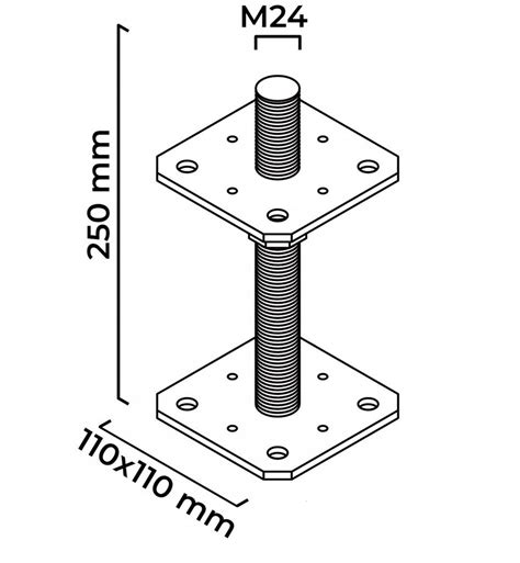 PODSTAWA SŁUPA REGULOWANA 110X250 M24 1szt