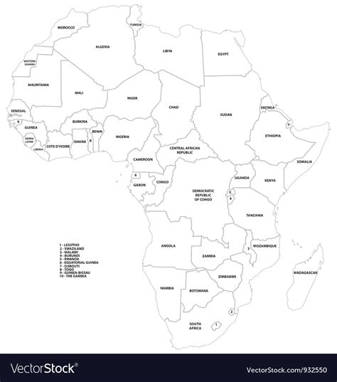 Outline map countries africa Royalty Free Vector Image