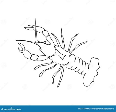 Crayfish Lobster Continuous Line Drawing One Line Art Of Arthropods