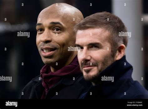 Thierry Henry And David Beckham Attend The Uefa Champions League