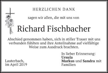 Traueranzeigen Von Richard Fischbacher Trauer Merkur De