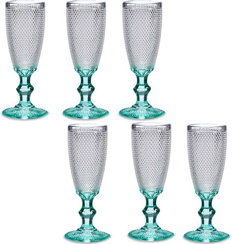 Vivalto Luxe Champagneglazen Monaco Serie Set X Blauwe Voet Ml