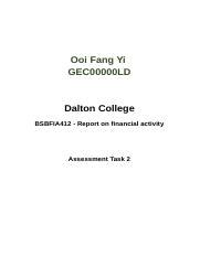 BSBFIA412 Task 2 Docx Ooi Fang Yi GEC00000LD Dalton College