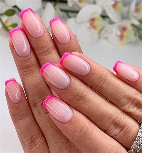 25 Cute Coloured French Tip Nail Ideas Gel Pink Tip Nails