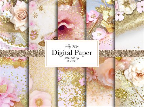 Shabby Pink Flowers Digital Paper Pack Graphic By Jallydesign