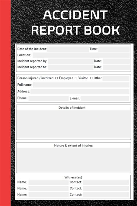 Accident Report Book Hse Accident Incident Log Book Security Health