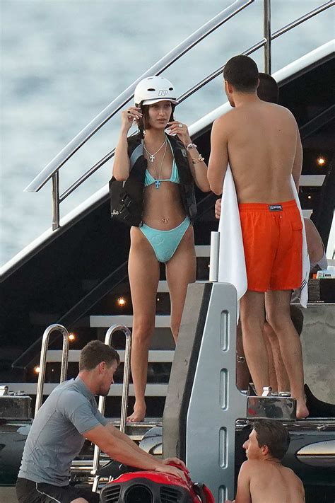 Bella Hadid Dons A Blue Bikini As She Enjoys Some Jet Ski During