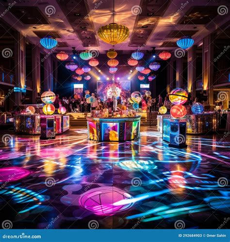 Lively Retro Themed Reception With Disco Vibes Stock Illustration