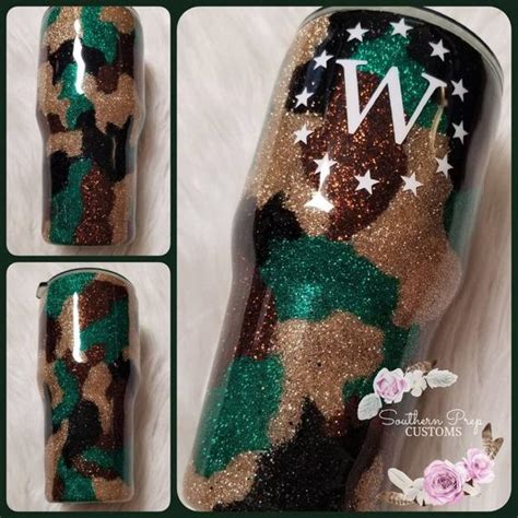 Full Glitter Camo Tumbler Perfect For The Military And Their Etsy